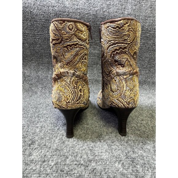 Mudd Aniston Womens Size 8M Brown Tapestry Lace-Up Ankle Boots - Picture 8 of 16